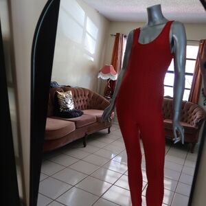Red Sleeveless Jumpsuit